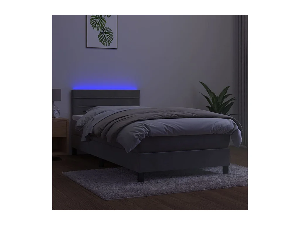 Lattenbodem en matras met LED Lichtgrijs 80x200 cm