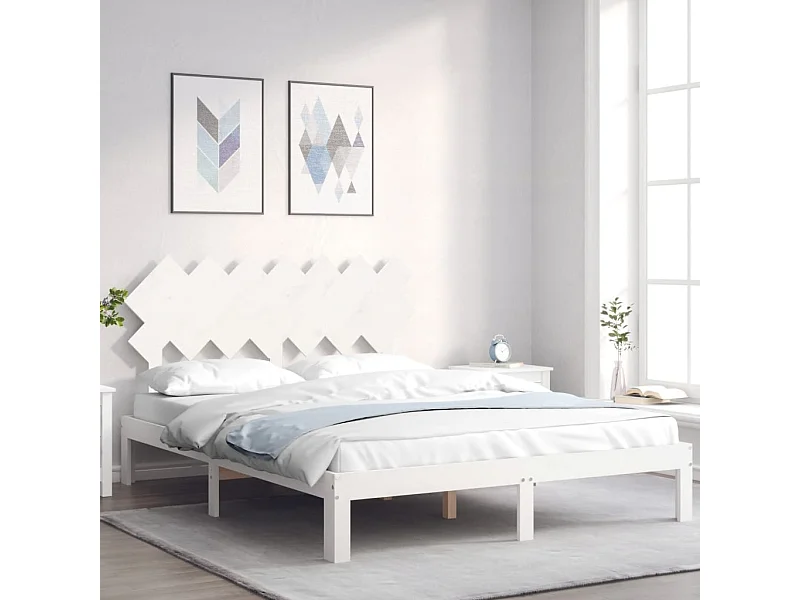 Struttura letto senza materasso bianco 140x200 cm in legno massello di pino