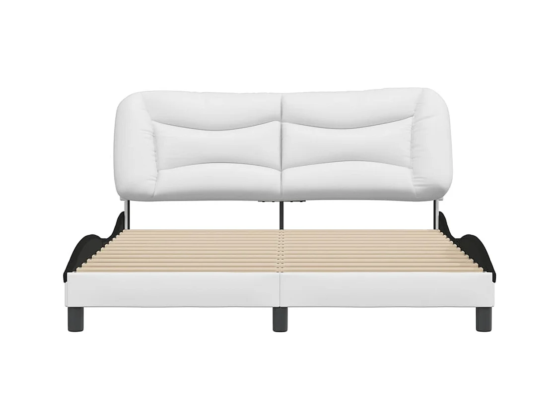 Estructura de cama sin colchón blanca y negra 160x200 cm piel sintética
