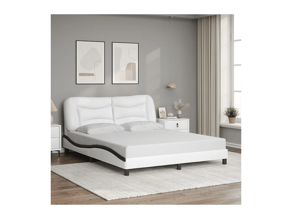 Bedframe zonder matras wit en zwart 160x200 cm kunstleer
