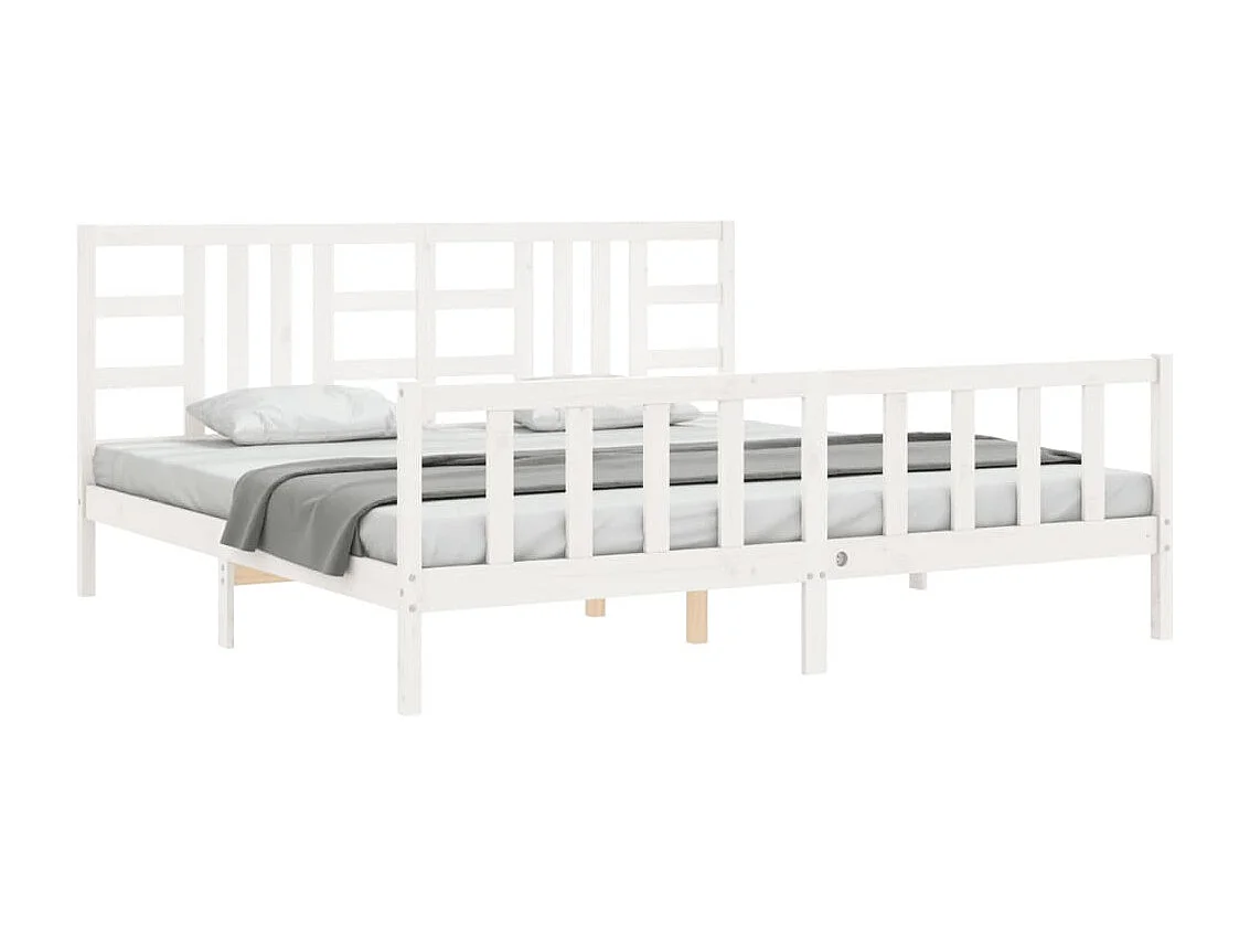 Estructura de cama sin colchón blanca 200x200 cm madera maciza de pino