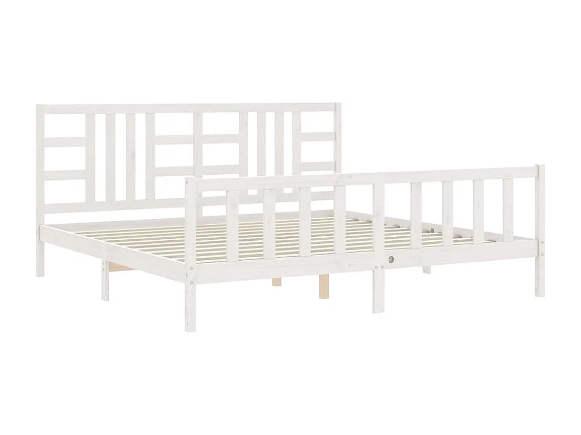 Estructura de cama sin colchón blanca 200x200 cm madera maciza de pino