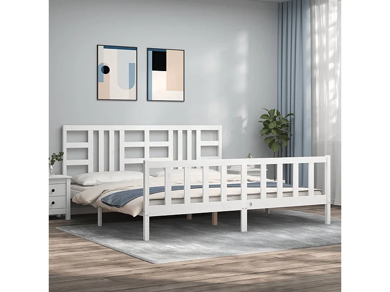 Estructura de cama sin colchón blanca 200x200 cm madera maciza de pino
