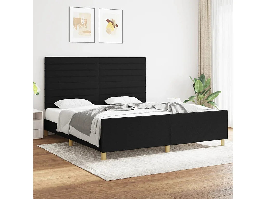 Cadre de lit sans matelas noir 180x200 cm tissu