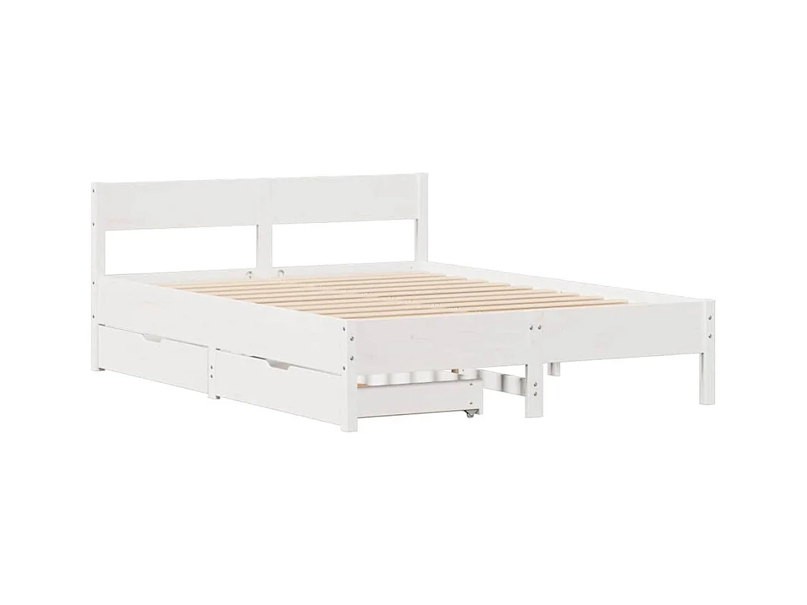 Estructura de cama sin colchón blanco 120x190 cm madera maciza de pino