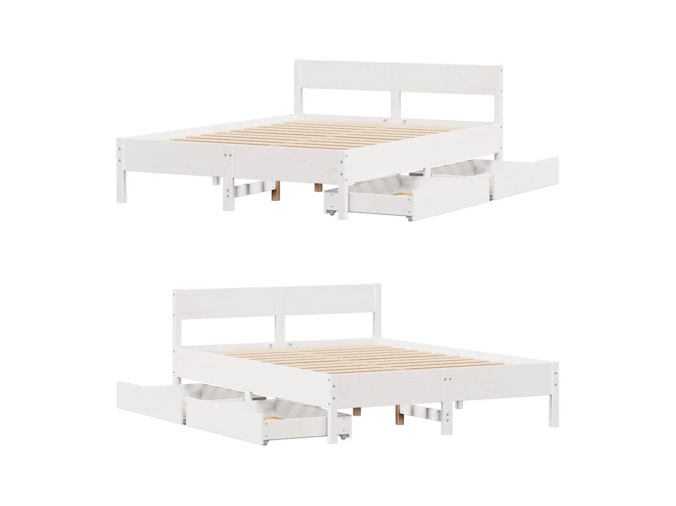 Estructura de cama sin colchón blanco 120x190 cm madera maciza de pino