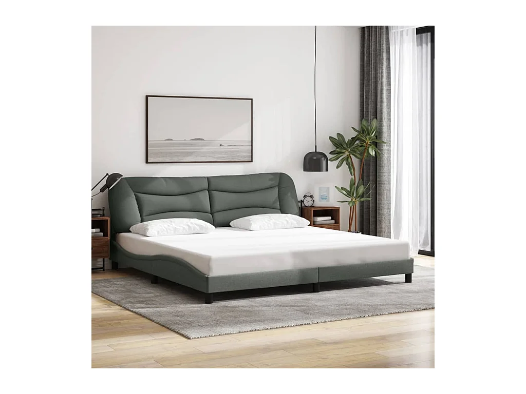 Struttura letto senza materasso tessuto grigio scuro 200x200 cm