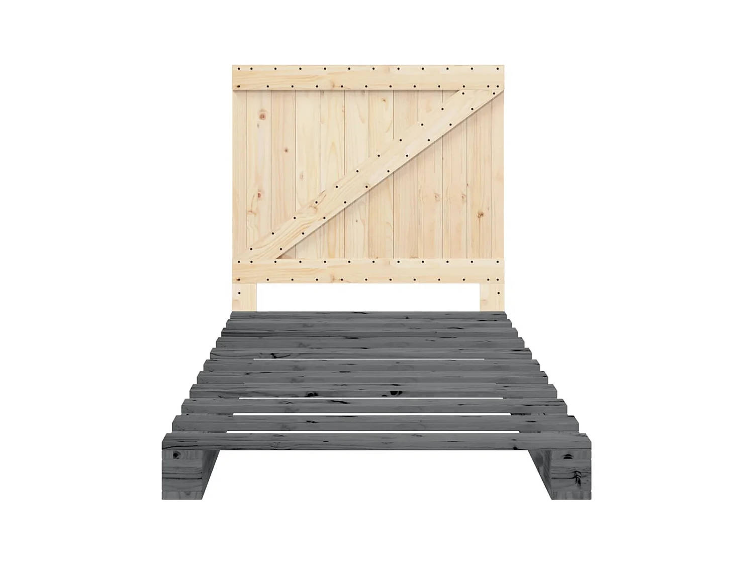 Cadre de lit sans matelas gris 100x200 cm bois massif de pin