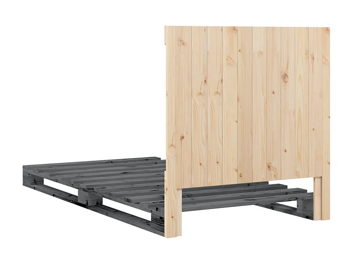 Cadre de lit sans matelas gris 100x200 cm bois massif de pin
