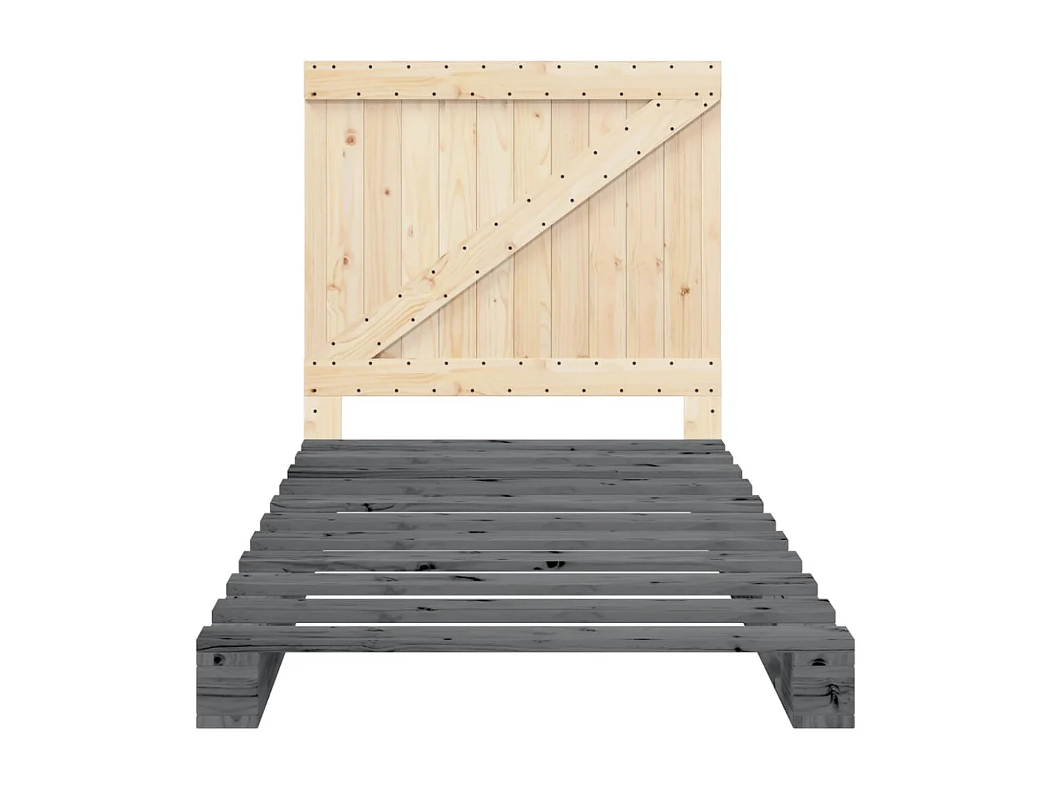 Cadre de lit sans matelas gris 100x200 cm bois massif de pin