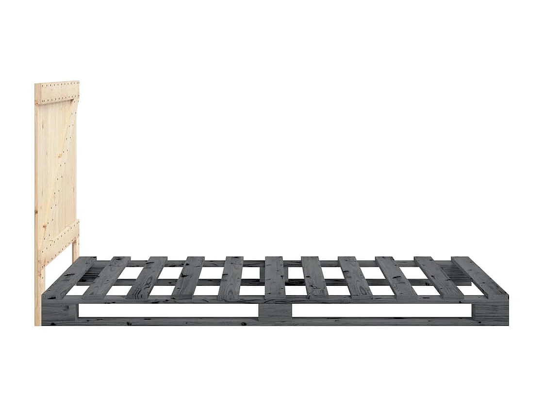 Cadre de lit sans matelas gris 100x200 cm bois massif de pin