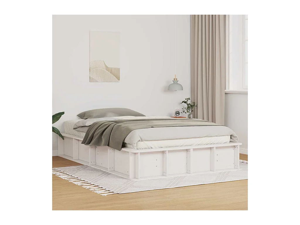 Estructura de cama con almacenaje Blanco 210 x 118 x 30 cm Pino macizo