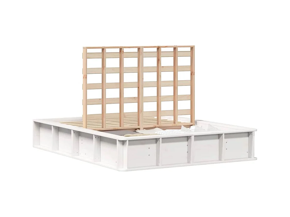 Estructura de cama con almacenaje Blanco 210 x 118 x 30 cm Pino macizo