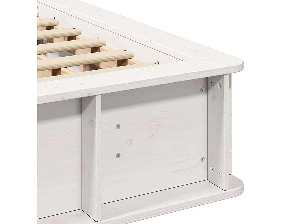 Struttura letto con contenitore Bianco 210 x 118 x 30 cm Pino massello