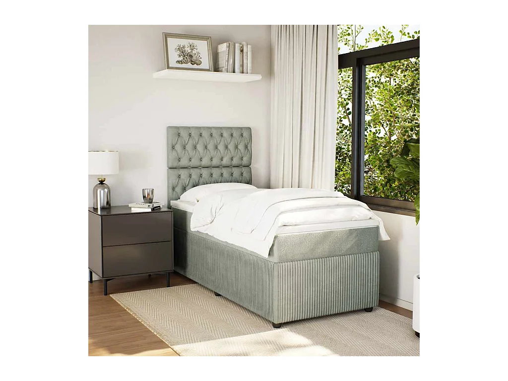 Lattenbodem en matras Lichtgrijs 90x190 cm Fluweel