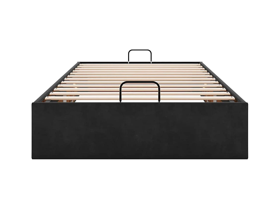 Struttura letto pouf senza materasso nero 100x200 cm velluto