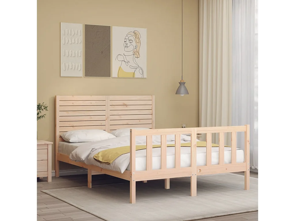 Struttura letto senza materasso 140x190 cm in legno massello di pino
