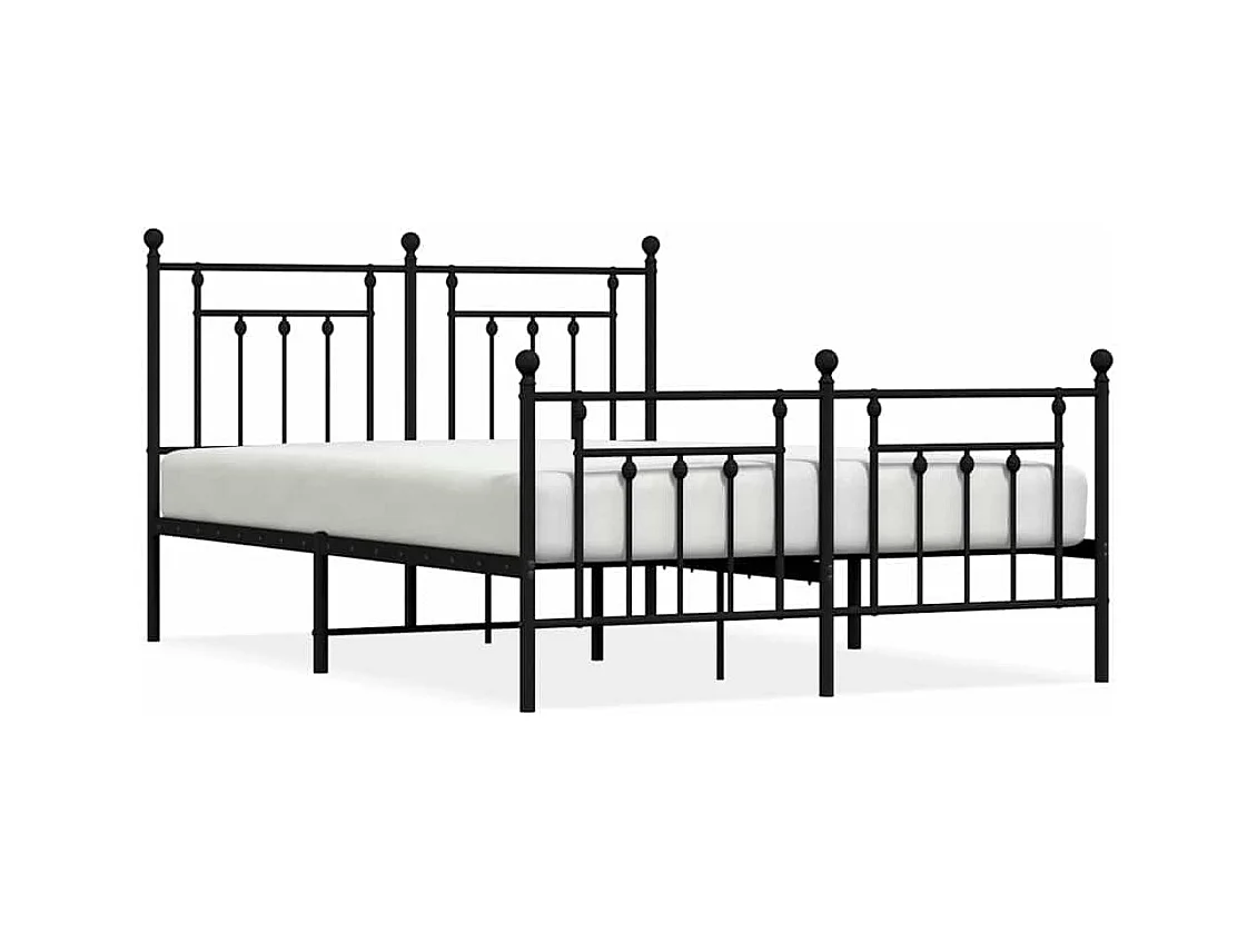 Cadre de lit métal sans matelas avec pied de lit noir 140x190cm
