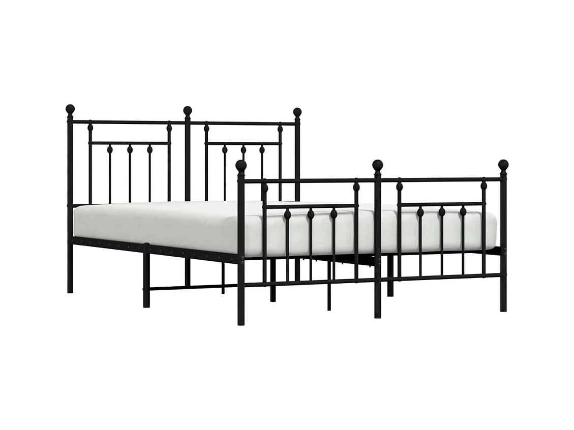 Cadre de lit métal sans matelas avec pied de lit noir 140x190cm