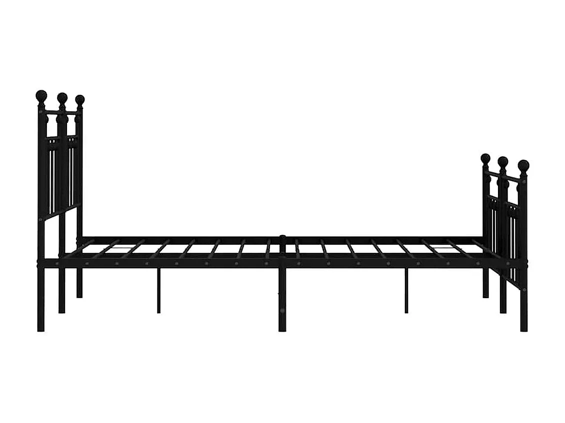 Cadre de lit métal sans matelas avec pied de lit noir 140x190cm
