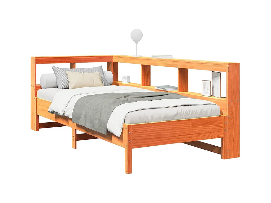 Boekenkastbed zonder matras, bruine was, 90x200 cm, massief grenen