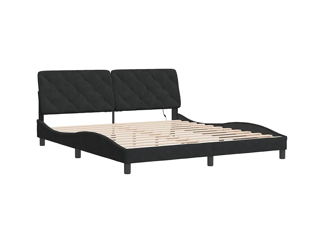Bedframe met LED zonder matras zwart 180x200 cm fluweel