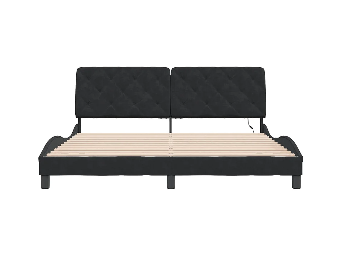 Bedframe met LED zonder matras zwart 180x200 cm fluweel