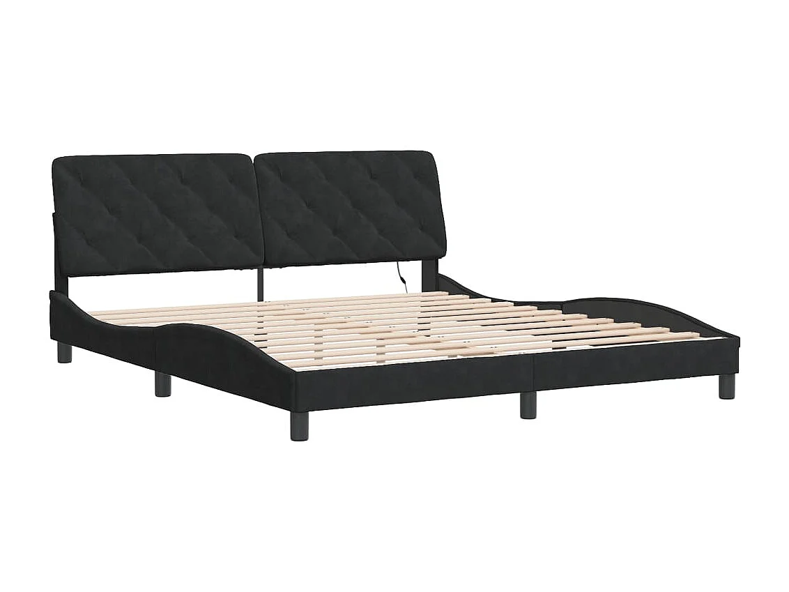 Estructura de cama con LED sin colchón negro 180x200 cm terciopelo