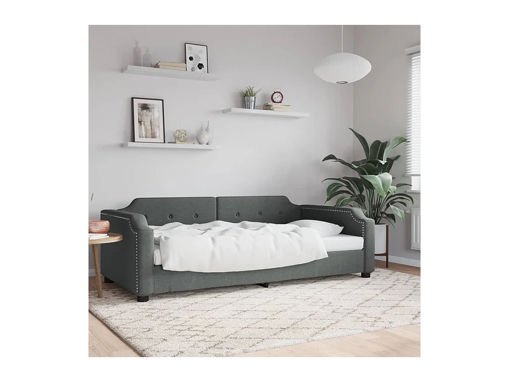 Divano letto senza materasso grigio scuro 90x200 cm tessuto