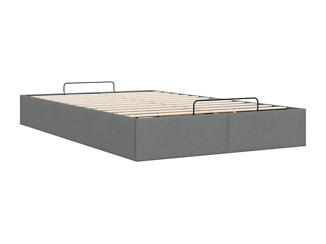 Cadre de lit ottoman sans matelas gris foncé 120x200 cm tissu