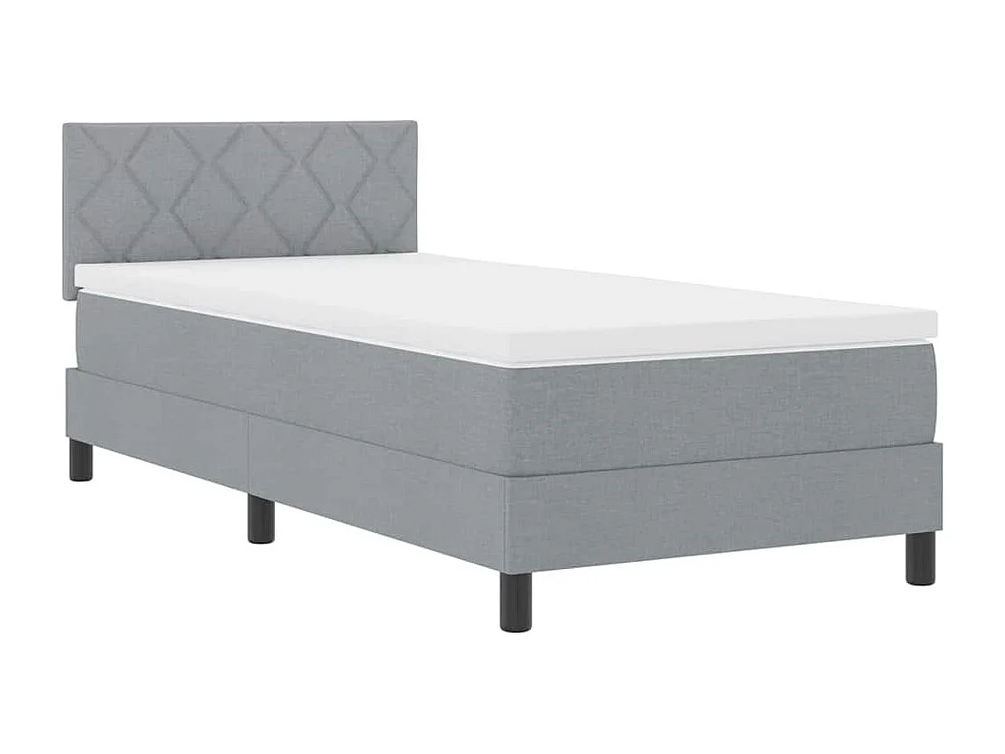 Boxspringbett mit Matratze Hellgrau 90 x 190 cm Stoff