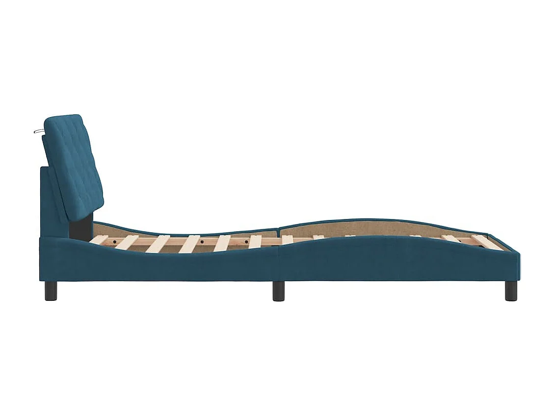 Estructura de cama sin colchón azul 80x200 cm terciopelo