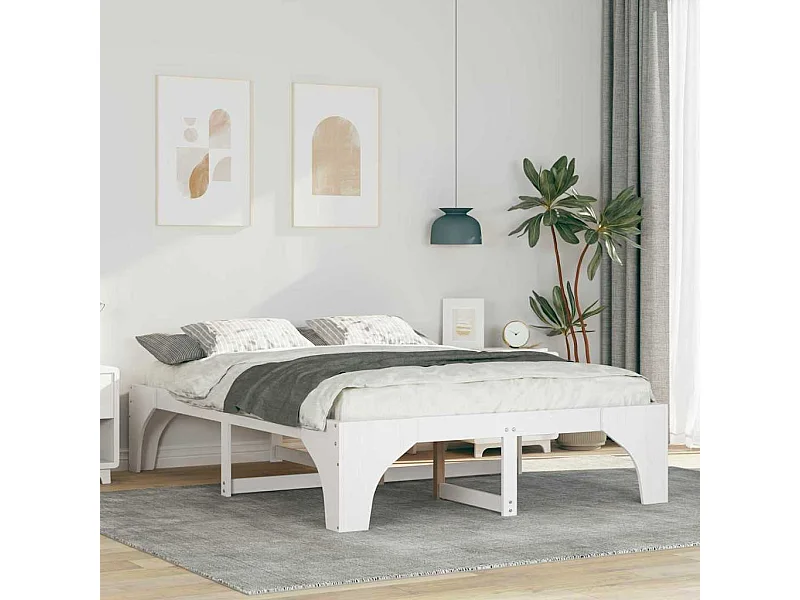 Estructura de cama elevada Blanco 140 x 200 cm Madera maciza de pino