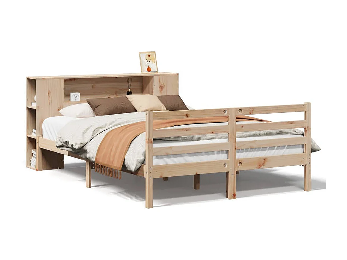 Lit bibliothèque sans matelas 120x200 cm bois de pin massif