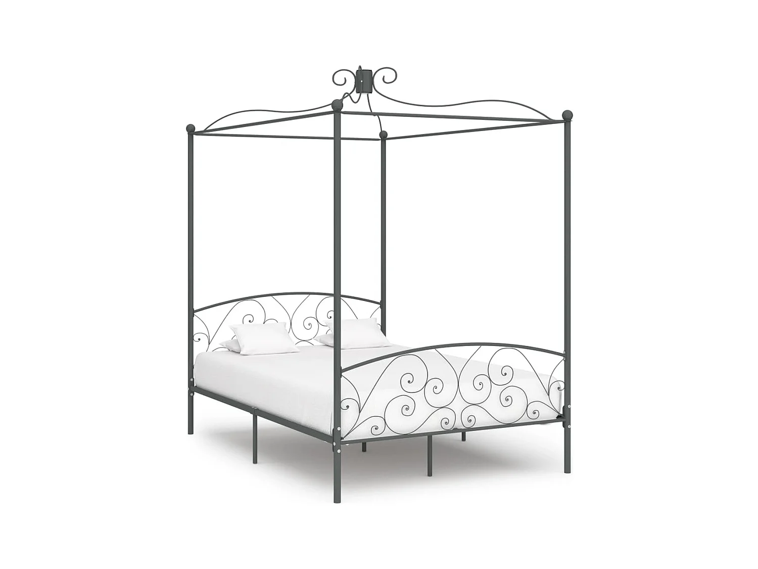 Cadre de lit à baldaquin sans matelas gris métal 120x200 cm