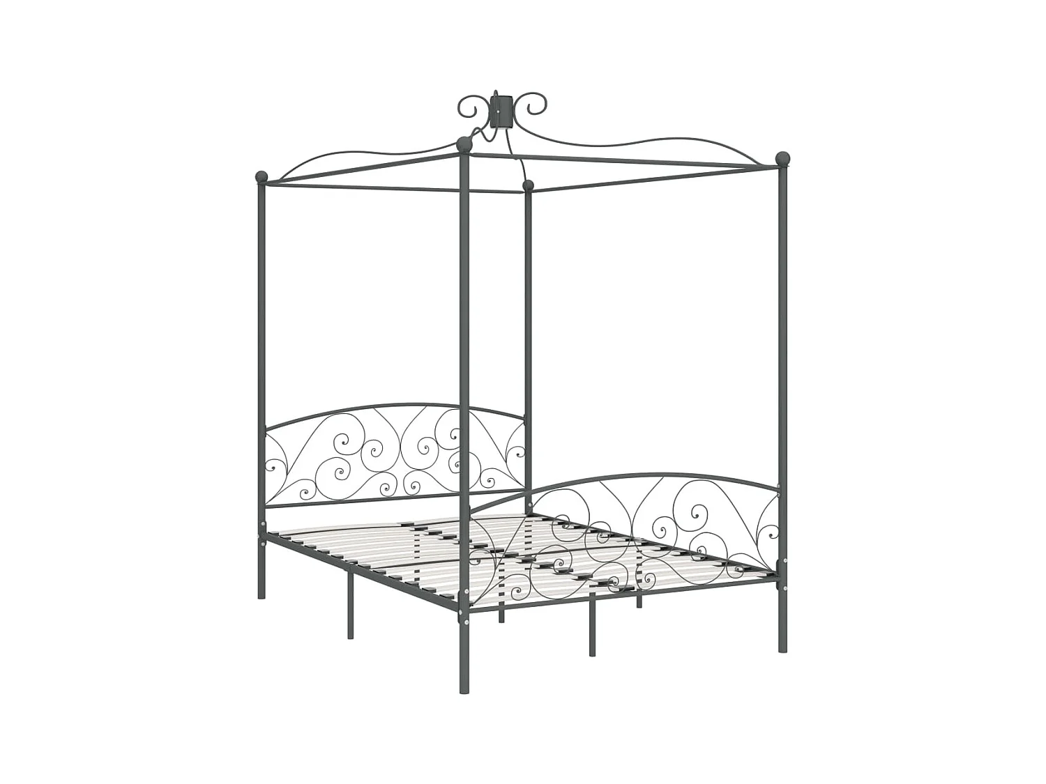 Cadre de lit à baldaquin sans matelas gris métal 120x200 cm