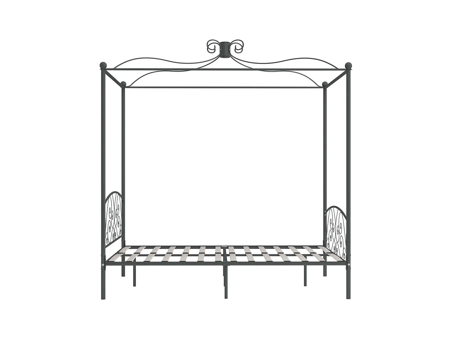 Cadre de lit à baldaquin sans matelas gris métal 120x200 cm