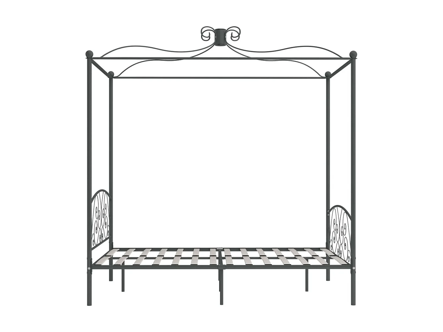 Cadre de lit à baldaquin sans matelas gris métal 120x200 cm