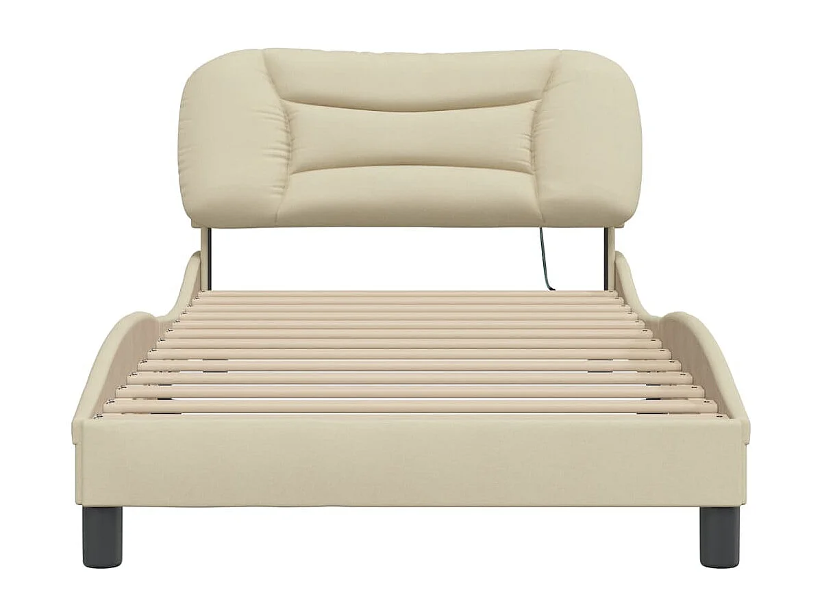 Cadre de lit avec LED sans matelas crème 100x200 cm tissu