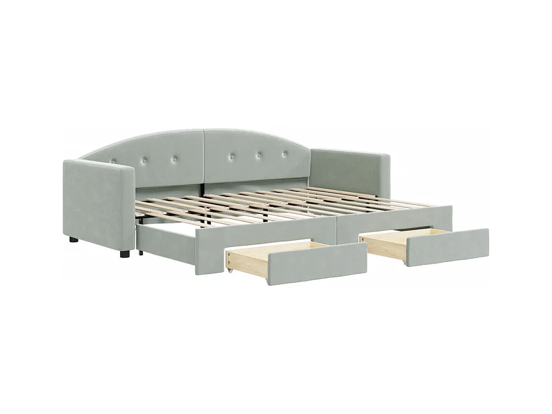 Divano letto con rotelle e cassetti senza materasso 80x200 cm