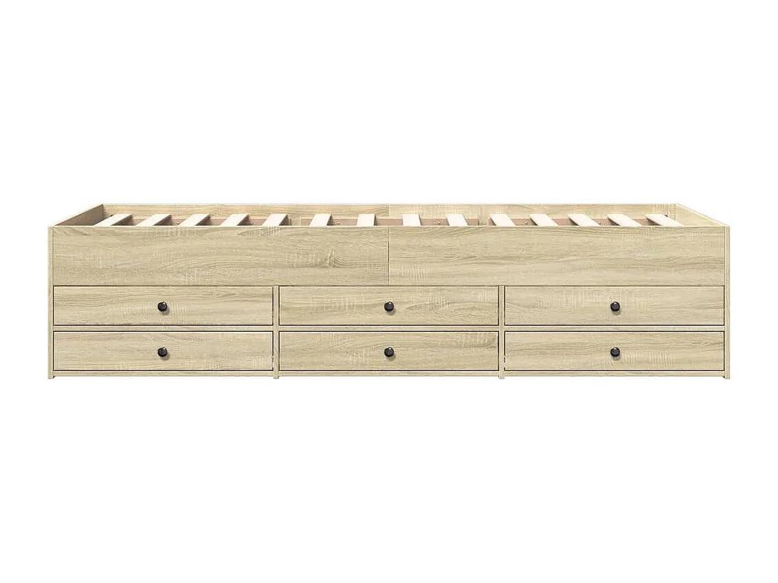 Divano letto con cassetti senza materasso rovere sonoma 90x200 cm