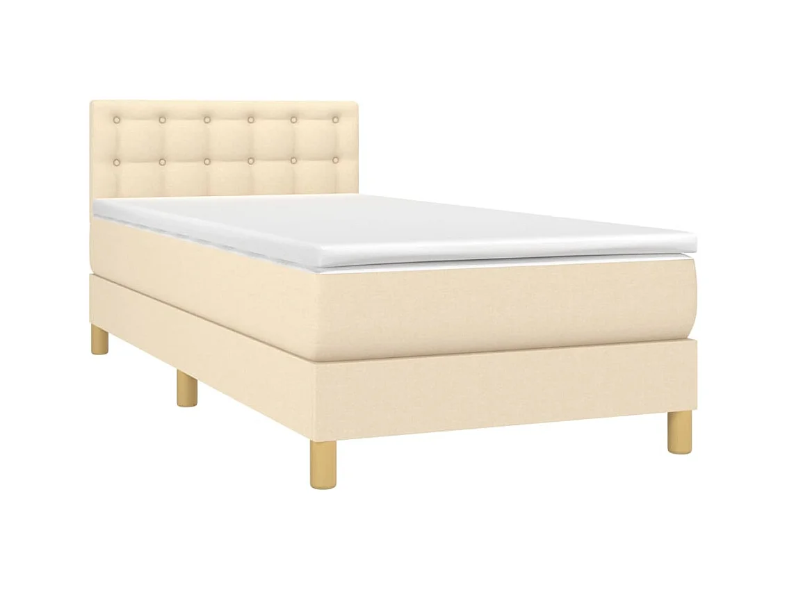 Sommier à lattes de lit avec matelas Crème 90x200 cm Tissu