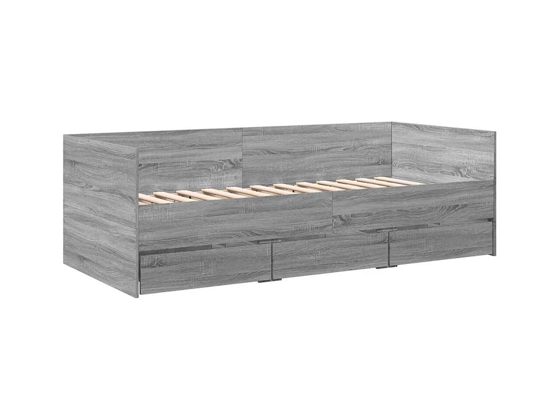 Cama de día con cajones sin colchón Sonoma gris 90x190 cm