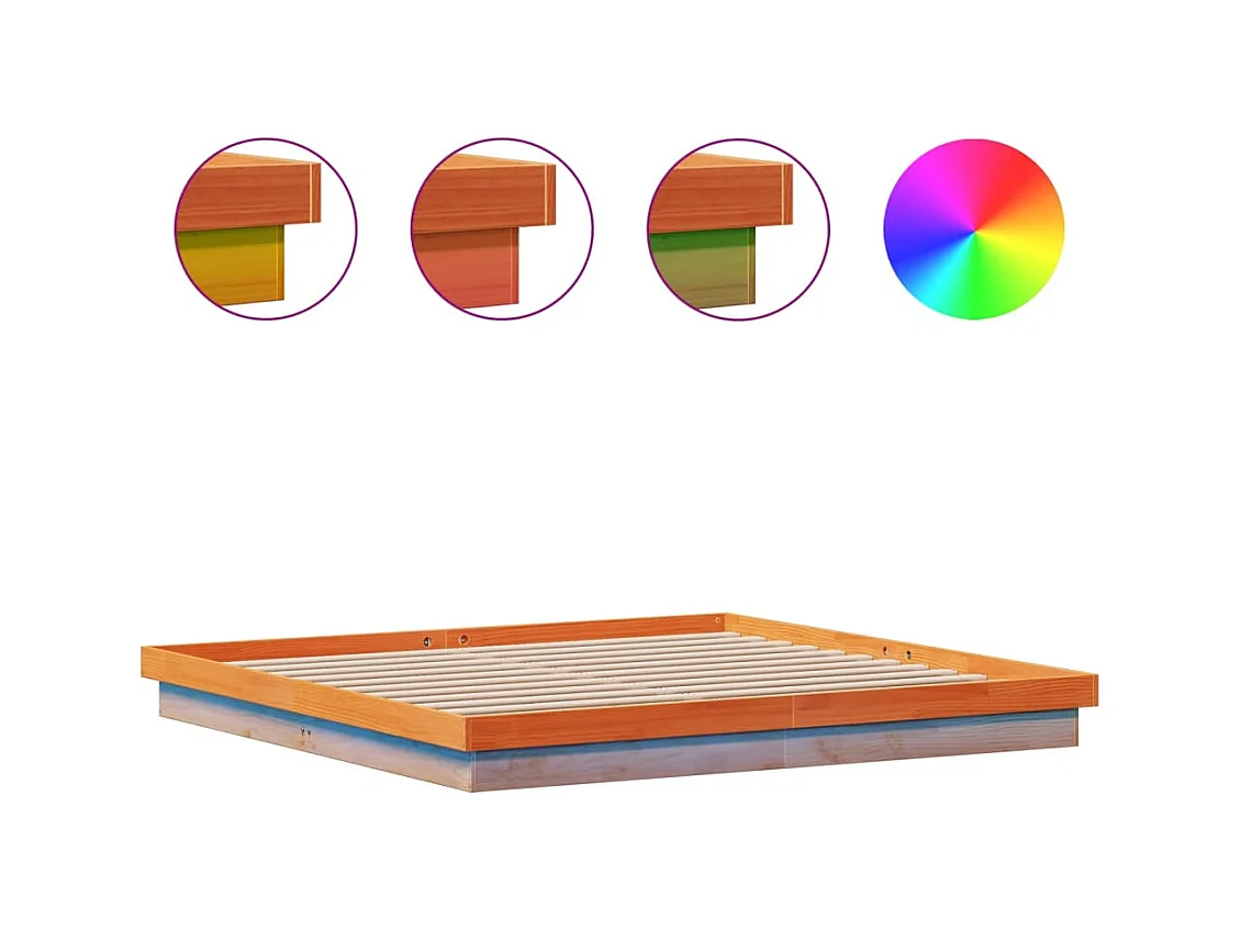 Cadre de lit à LED sans matelas 180x200 cm bois massif