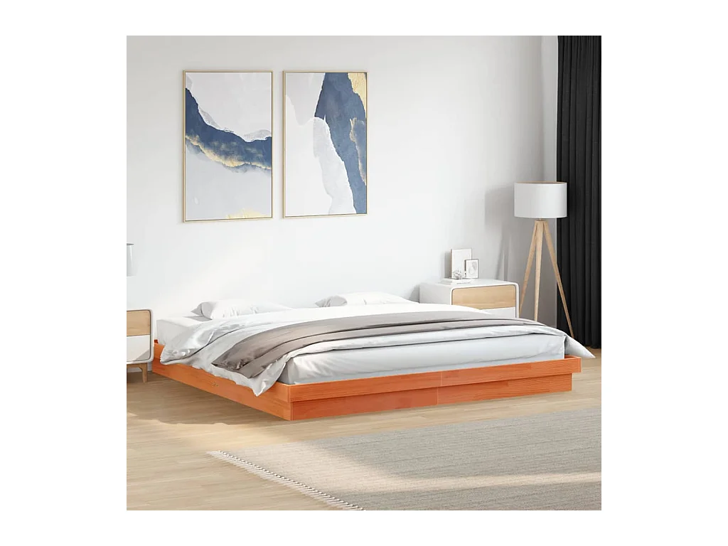 Cadre de lit à LED sans matelas 180x200 cm bois massif