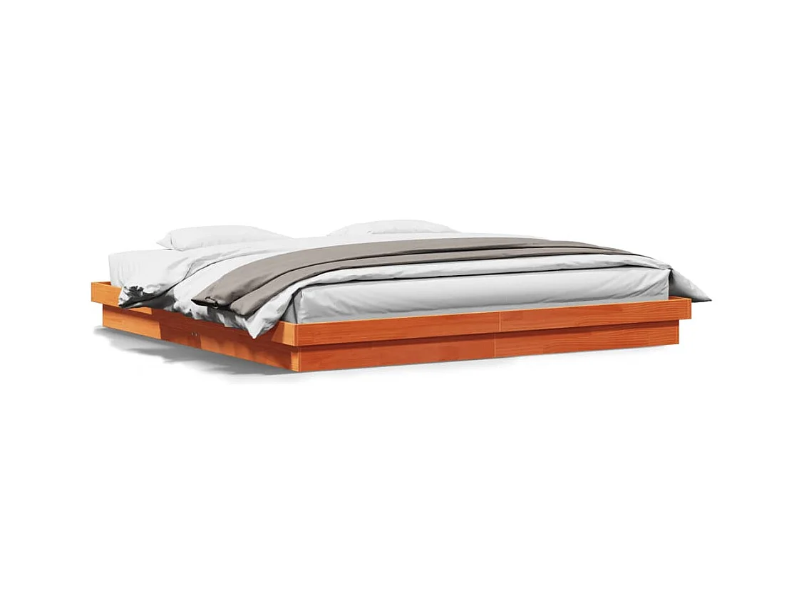 Cadre de lit à LED sans matelas 180x200 cm bois massif