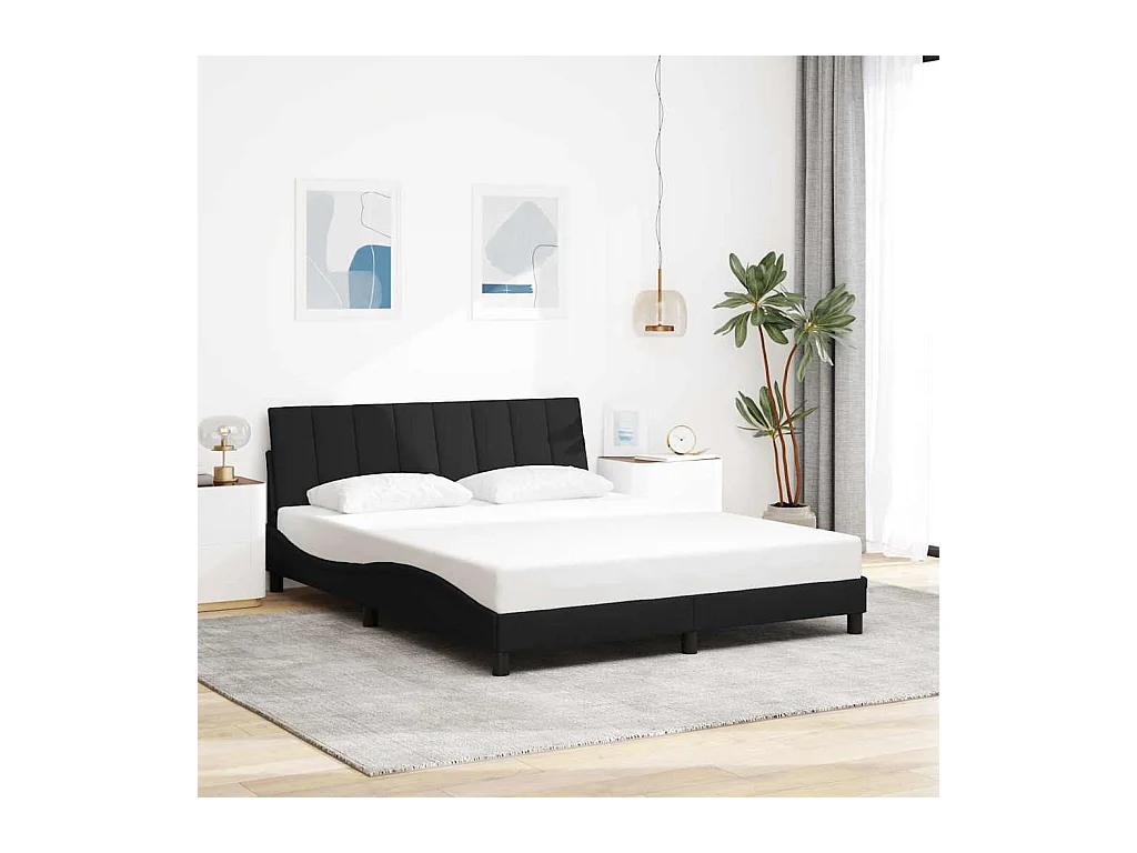 Cadre de lit sans matelas noir 160x200 cm tissu