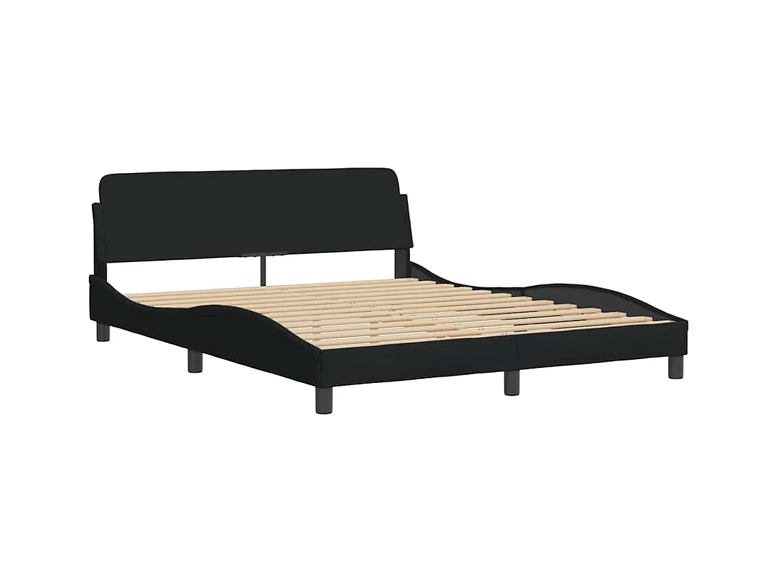 Cadre de lit sans matelas noir 160x200 cm tissu
