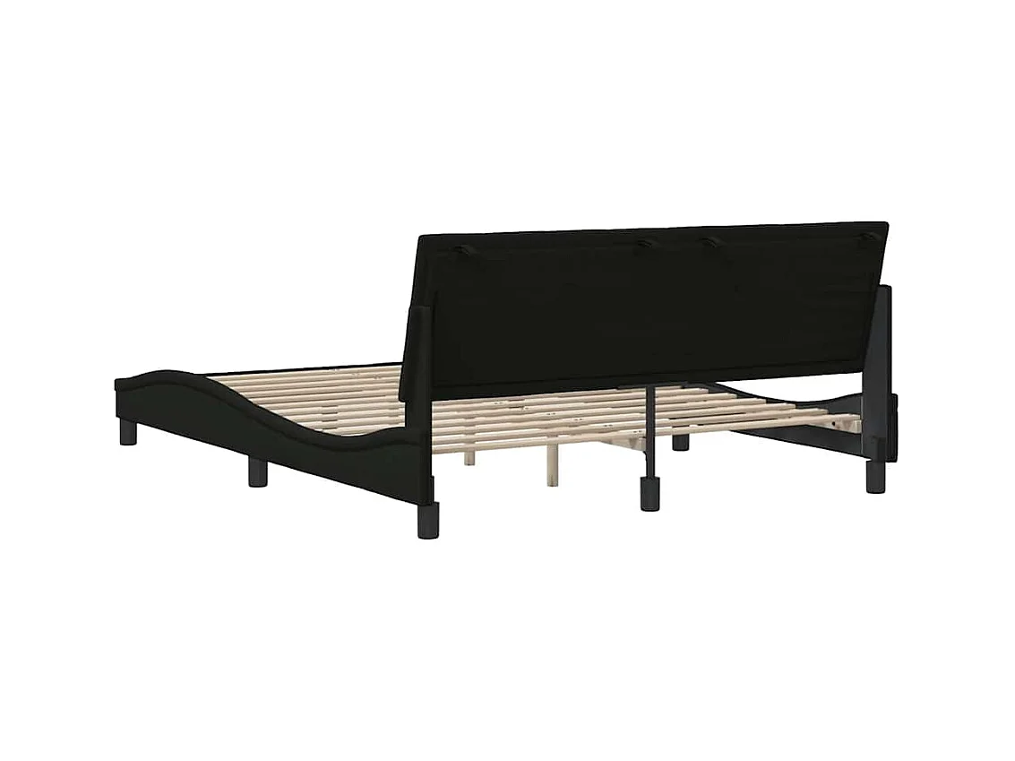 Cadre de lit sans matelas noir 160x200 cm tissu