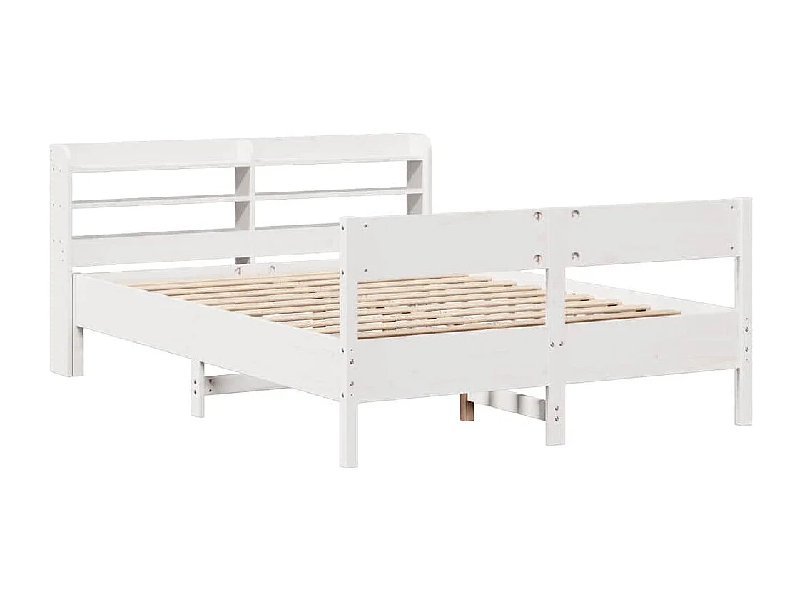 Estructura de cama sin colchón blanca 120x200 cm madera maciza de pino